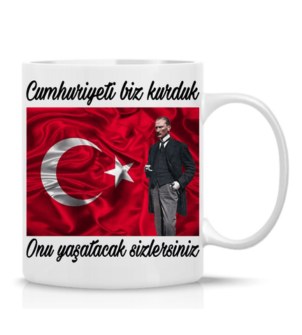 Atatürk Cumhuriyet özel tasarım büyük boy porselen kupa