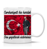 Atatürk Cumhuriyet özel tasarım büyük boy porselen kupa
