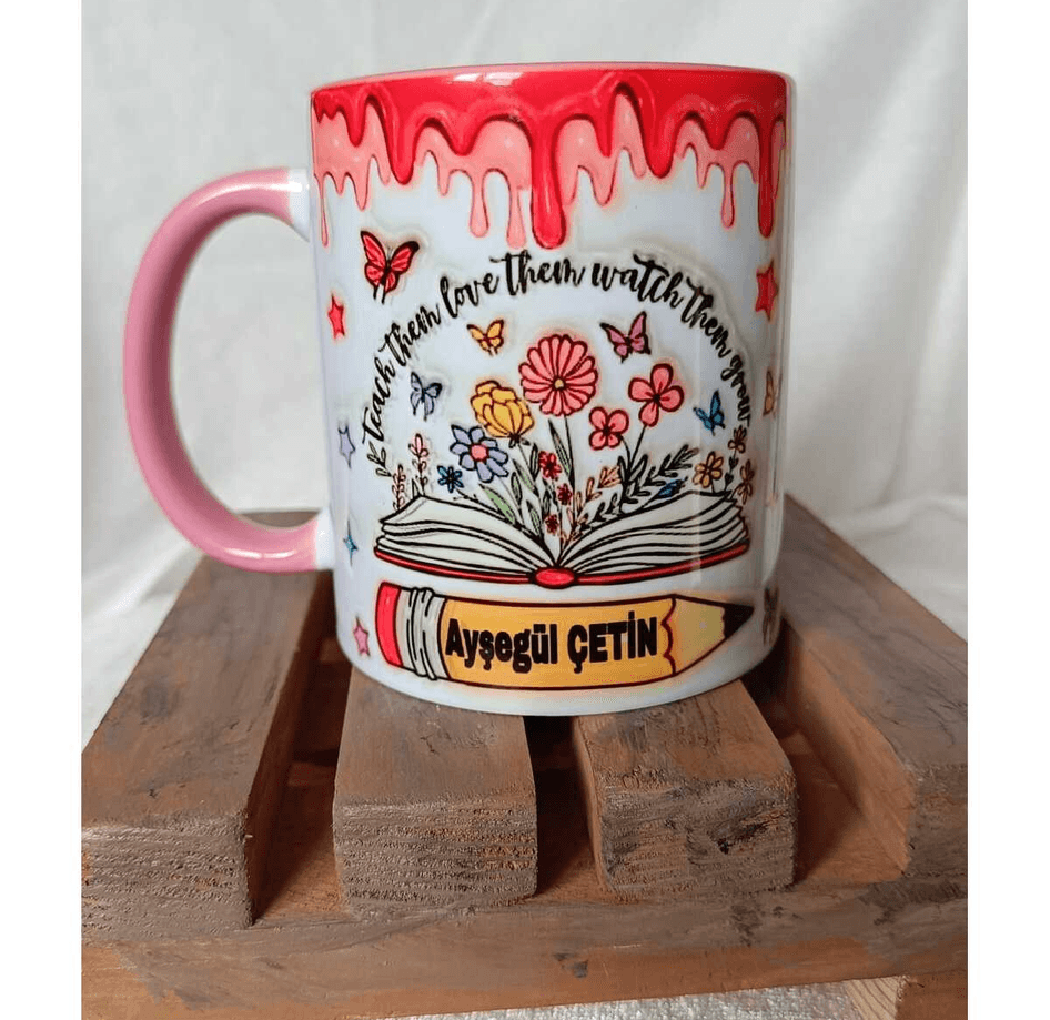 Kitap Öğretmenler Günü Özel Kişiselleştirilebilir Tasarım Baskı Büyük Boy Kupa