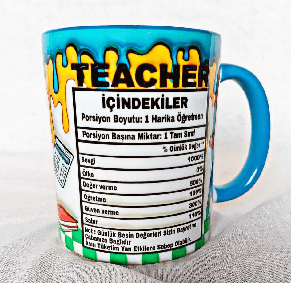 Öğretmenler Günü Özel Tasarım Baskı Büyük Boy Kupa