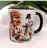 Depresif vintage baskı büyük boy kupa