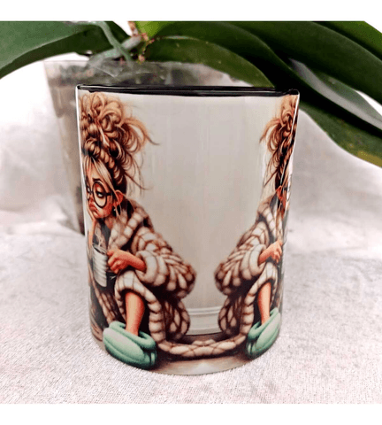 Depresif vintage baskı büyük boy kupa