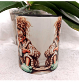 Depresif vintage baskı büyük boy kupa