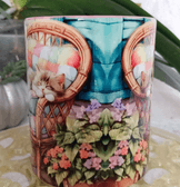 Keyfi kedi vintage baskı büyük boy kupa