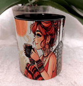 Kahve keyfi vintage baskı büyük boy kupa