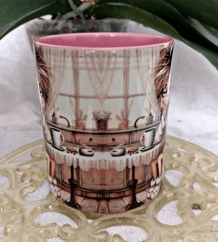 Uyanamayan vintage baskı büyük boy kupa