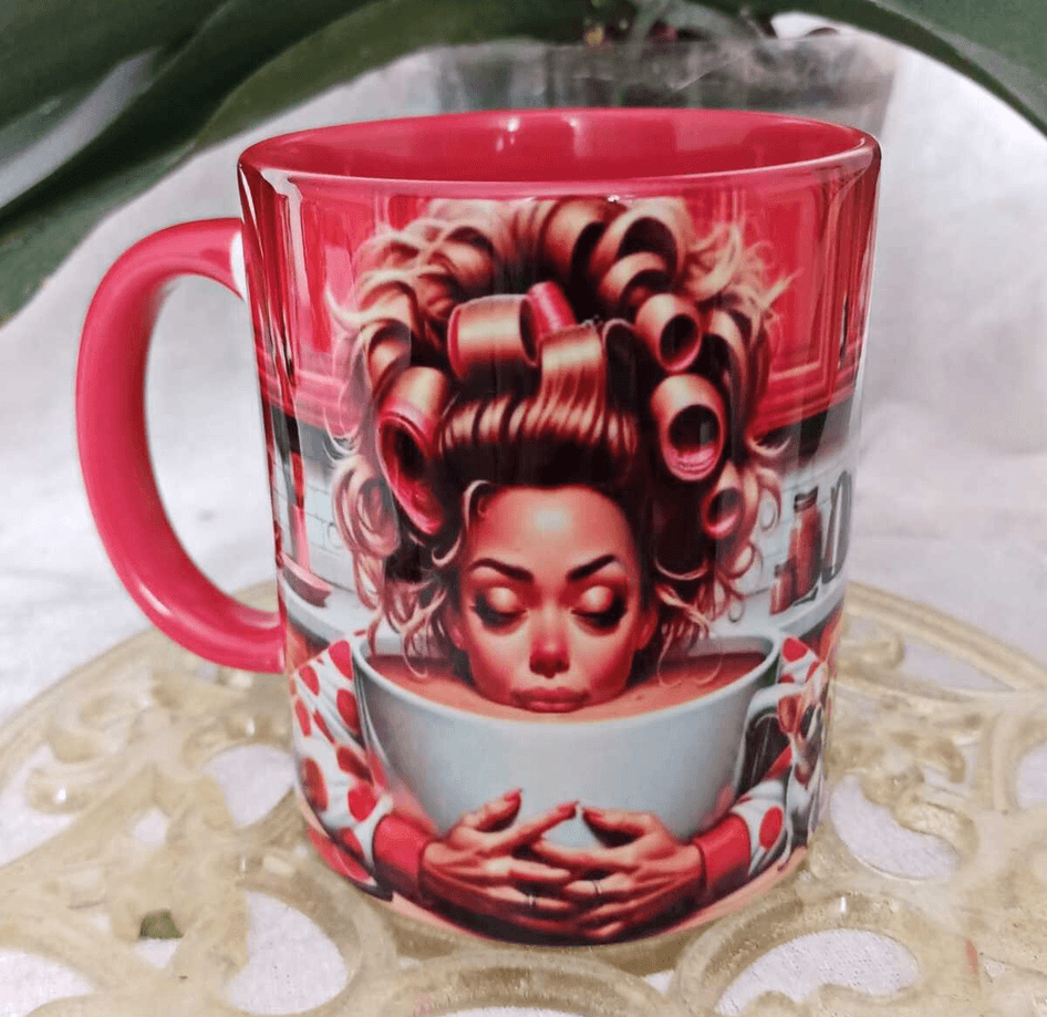 Kahvekolik vintage baskı büyük boy kupa