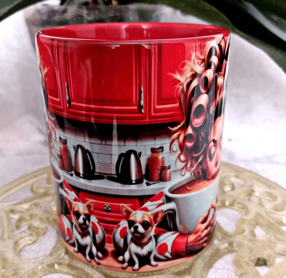 Kahvekolik vintage baskı büyük boy kupa