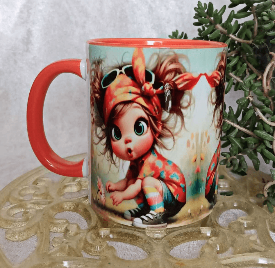 Şaşkın minik vintage baskı büyük boy kupa