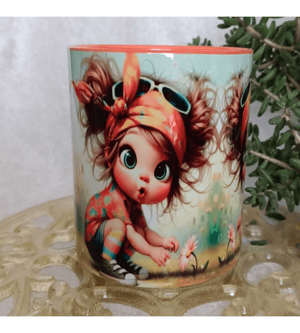 Şaşkın minik vintage baskı büyük boy kupa