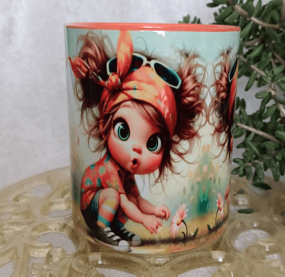 Şaşkın minik vintage baskı büyük boy kupa