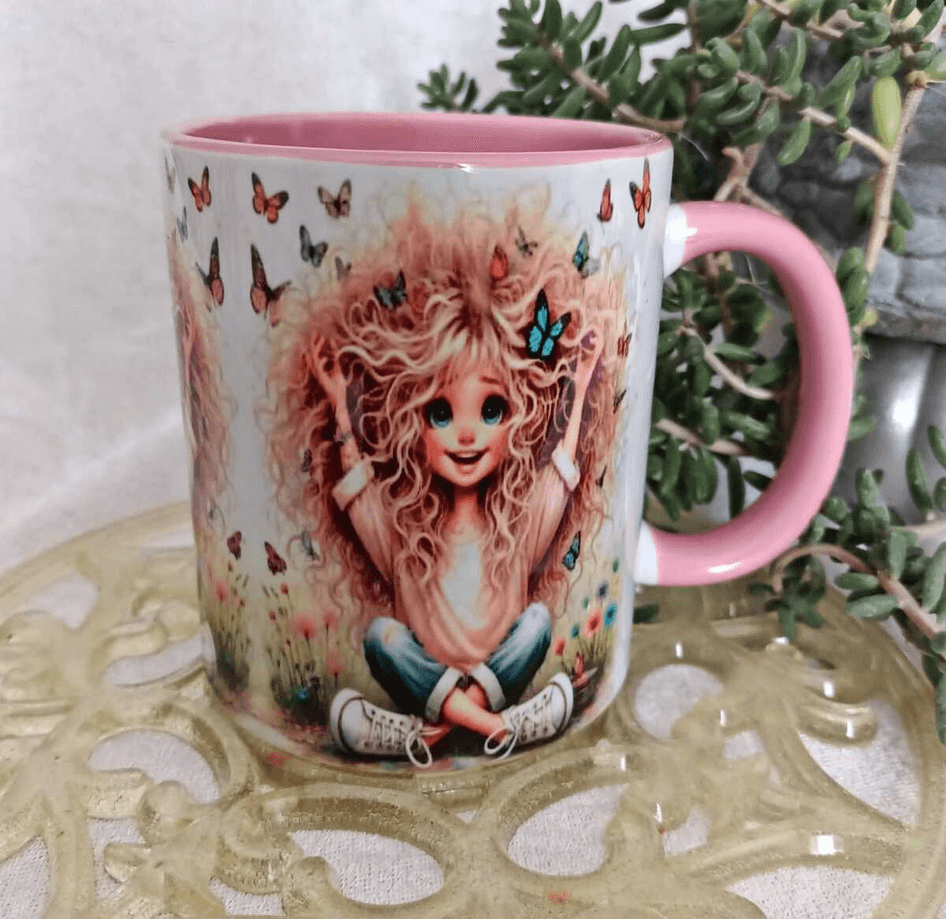 Kelebekler vintage baskı büyük boy kupa