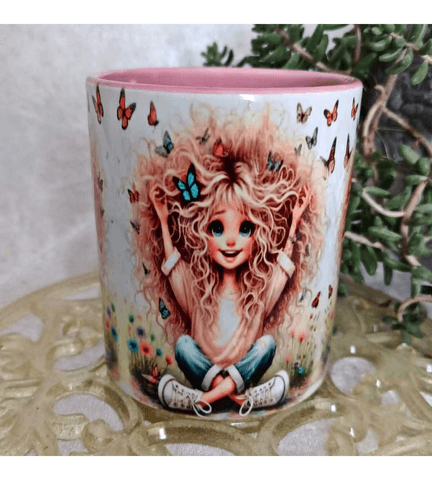 Kelebekler vintage baskı büyük boy kupa