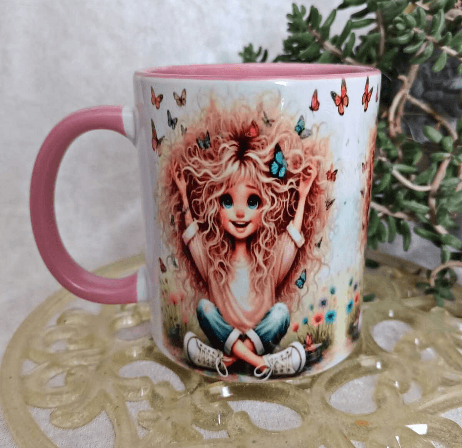 Kelebekler vintage baskı büyük boy kupa