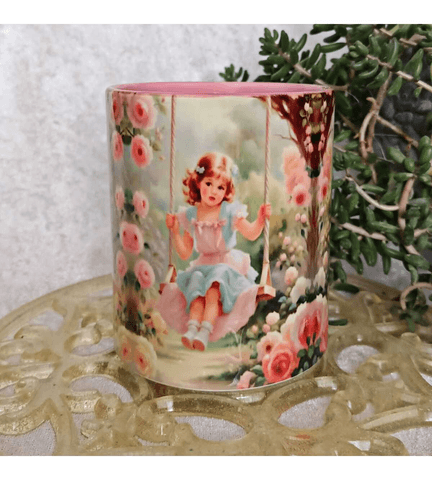 Salıncak keyfi vintage baskı büyük boy kupa