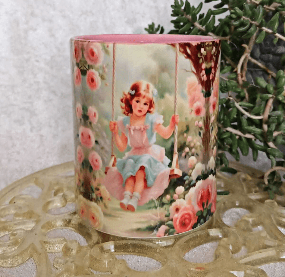 Salıncak keyfi vintage baskı büyük boy kupa