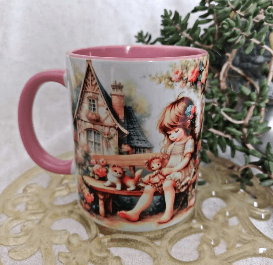 Oyun zamanı vintage baskı büyük boy kupa