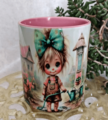 Çamur keyfi vintage baskı büyük boy kupa