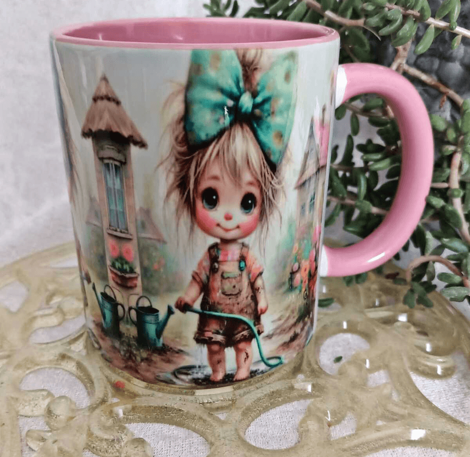 Çamur keyfi vintage baskı büyük boy kupa