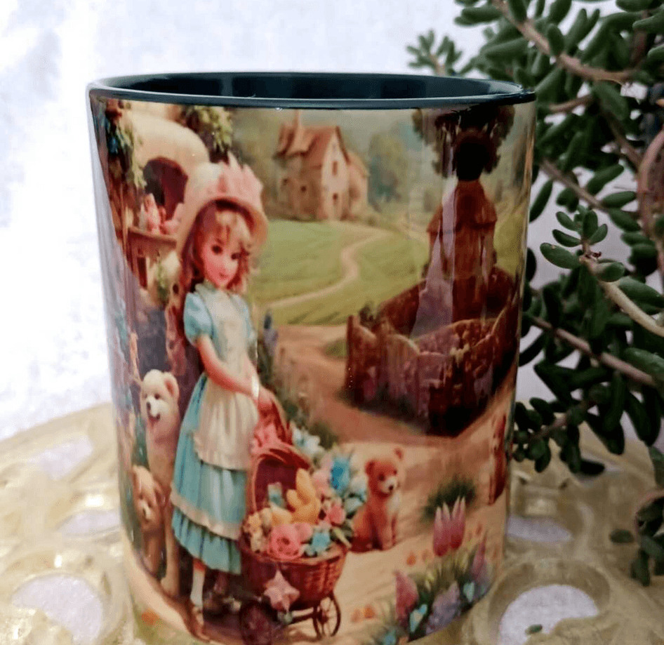 Patika yol vintage baskı büyük boy kupa