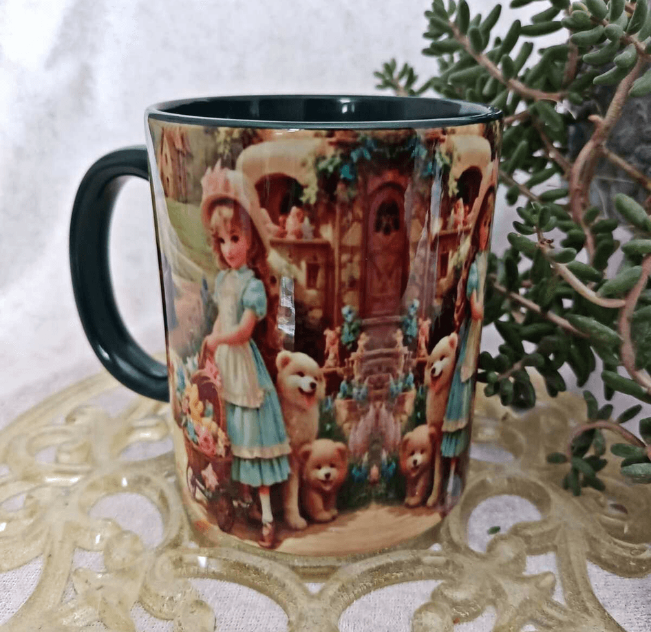 Patika yol vintage baskı büyük boy kupa