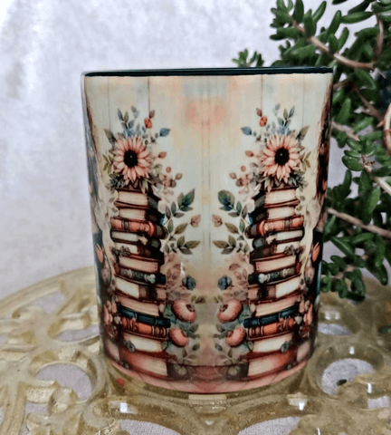 Kitap kurdu vintage baskı büyük boy kupa