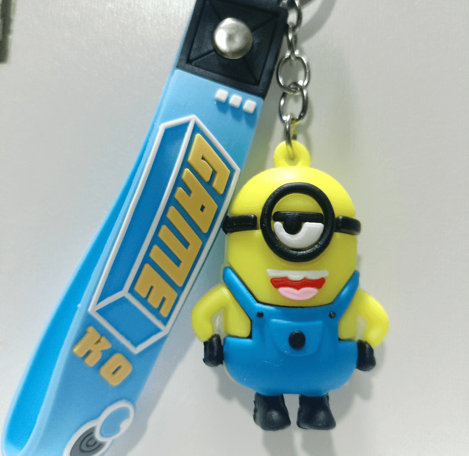 Minionlar açık mavi silikon lüks anahtarlık çanta aksesuar
