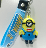 Minionlar açık mavi silikon lüks anahtarlık çanta aksesuar