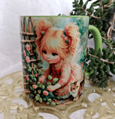 Sevimli bahçıvan vintage baskı büyük boy kupa