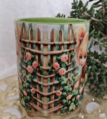 Sevimli bahçıvan vintage baskı büyük boy kupa