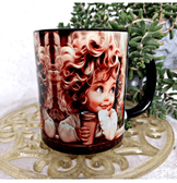 Kahve keyfi vintage baskı büyük boy kupa