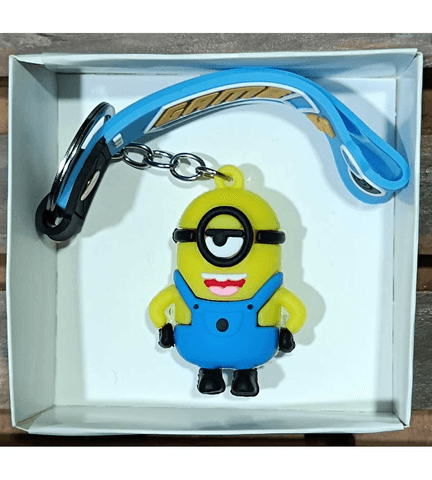 Minionlar açık mavi silikon lüks anahtarlık çanta aksesuar