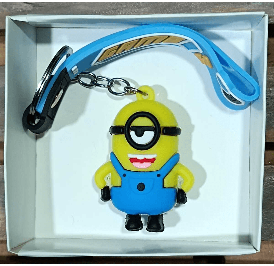 Minionlar açık mavi silikon lüks anahtarlık çanta aksesuar