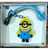 Minionlar açık mavi silikon lüks anahtarlık çanta aksesuar