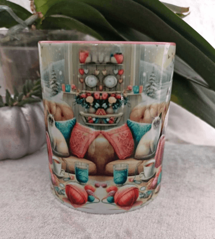 Kış günü vintage baskı büyük boy kupa