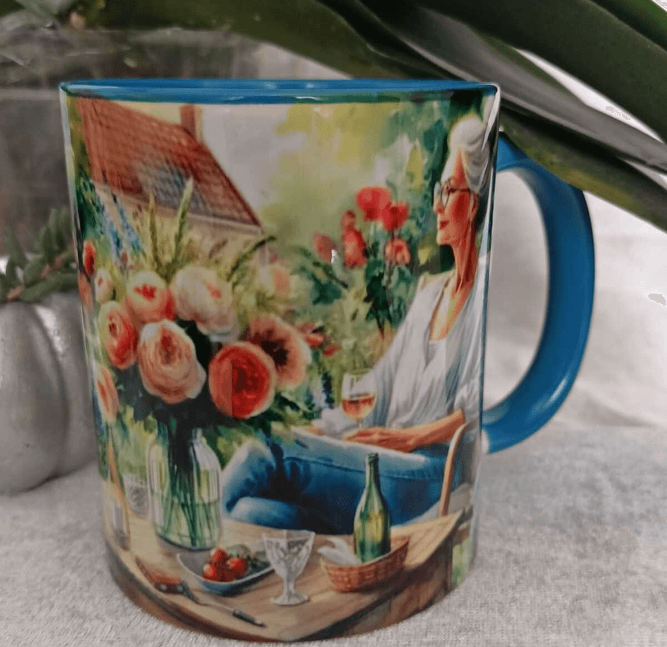 Huzur bahçesi vintage baskı büyük boy kupa