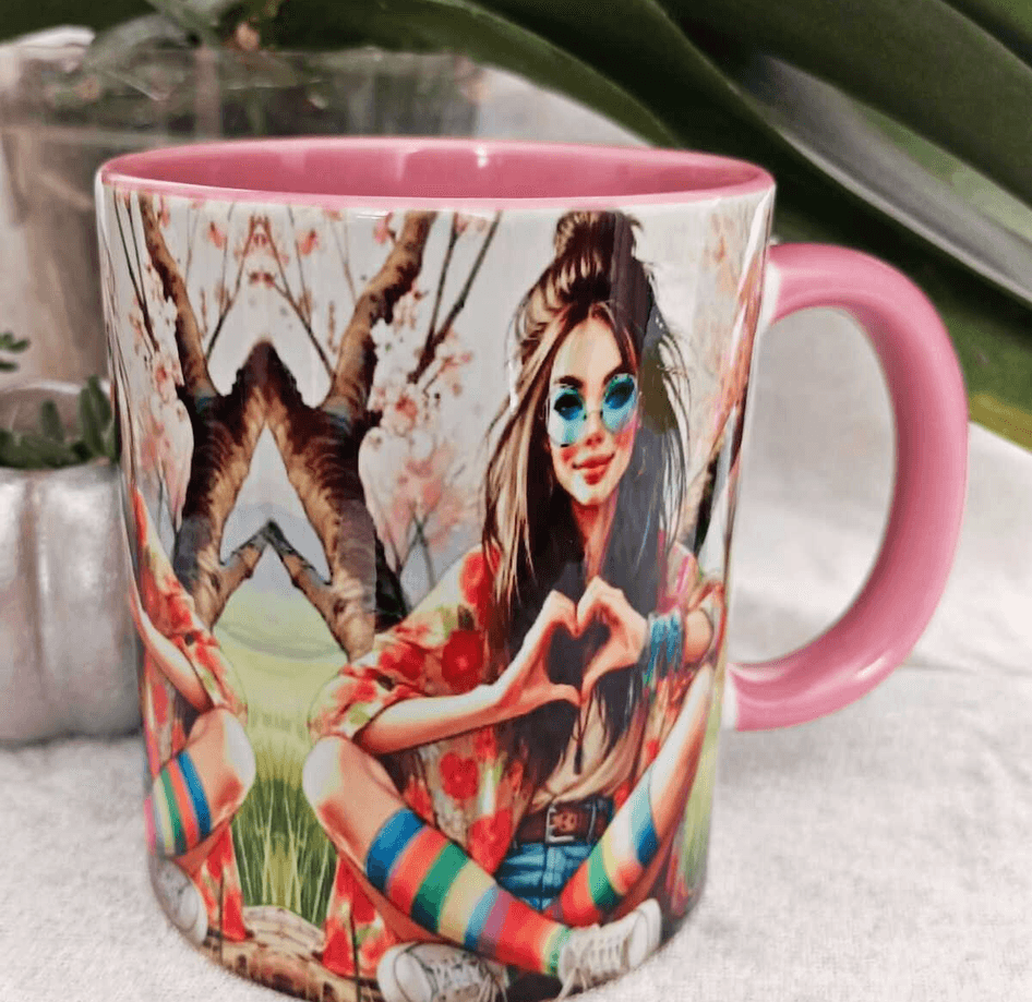 Aşk vintage baskı büyük boy kupa