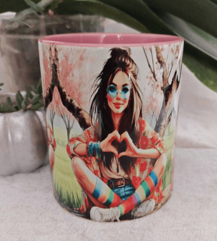 Aşk vintage baskı büyük boy kupa