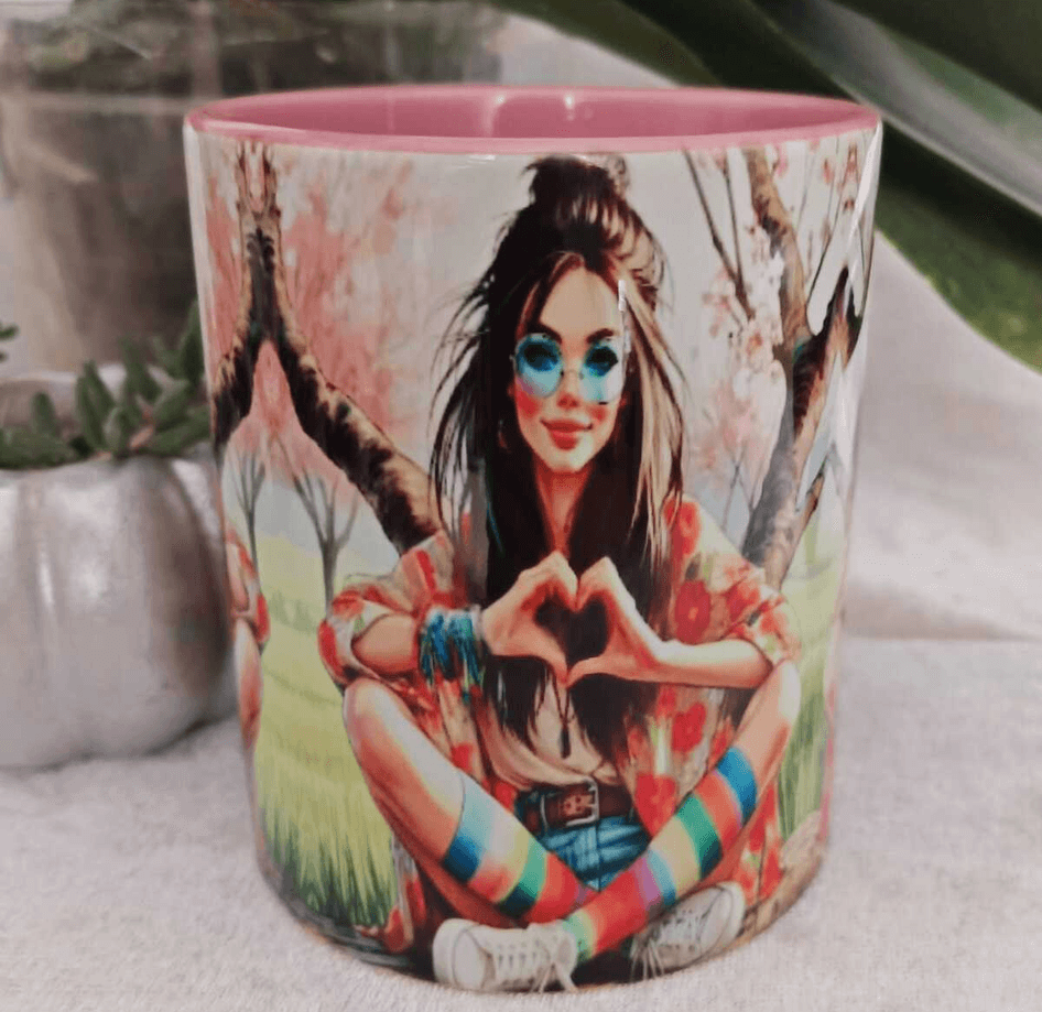 Aşk vintage baskı büyük boy kupa