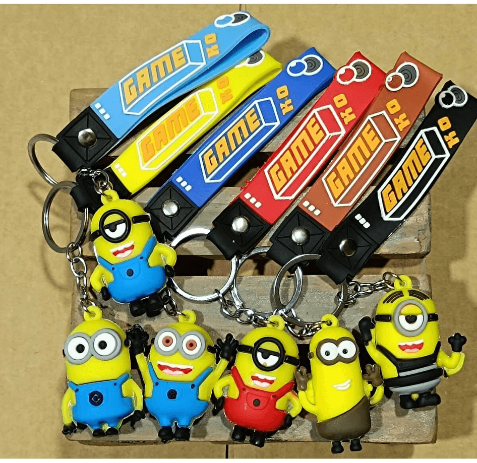 Minionlar açık mavi silikon lüks anahtarlık çanta aksesuar