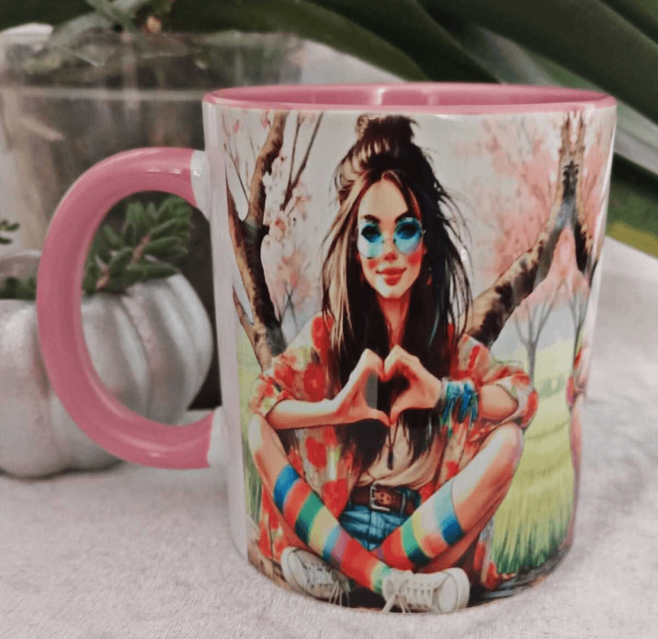 Aşk vintage baskı büyük boy kupa