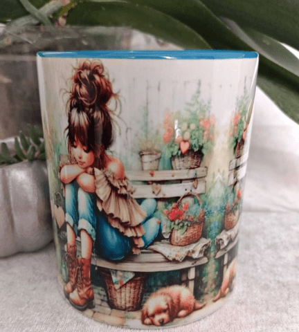 Sevimli dostlar vintage baskı büyük boy kupa