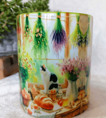 Lavantalar vintage baskı büyük boy kupa