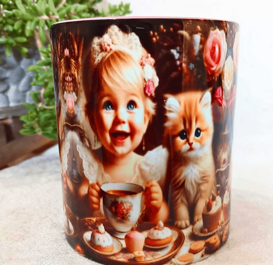 Prenses vintage baskı büyük boy kupa