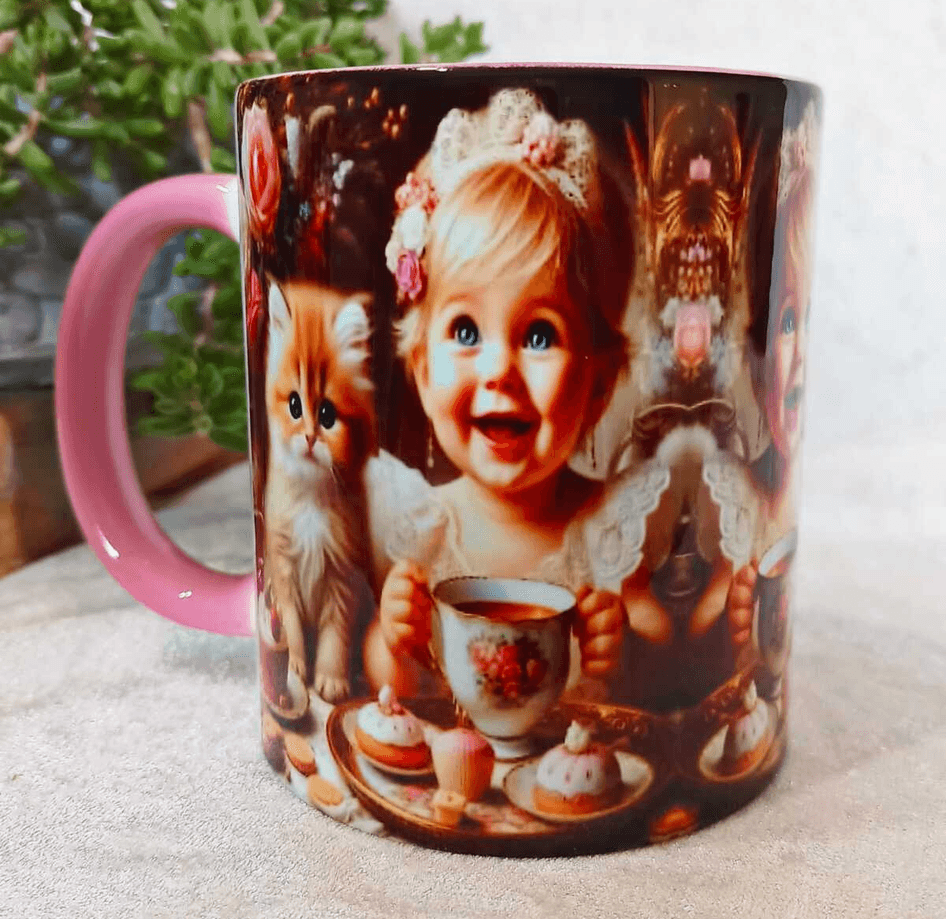 Prenses vintage baskı büyük boy kupa