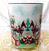 Çiçek arabası vintage baskı büyük boy kupa