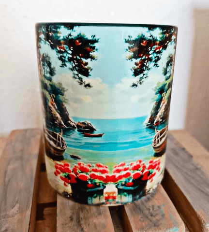 Balıkçı koyu vintage baskı büyük boy kupa