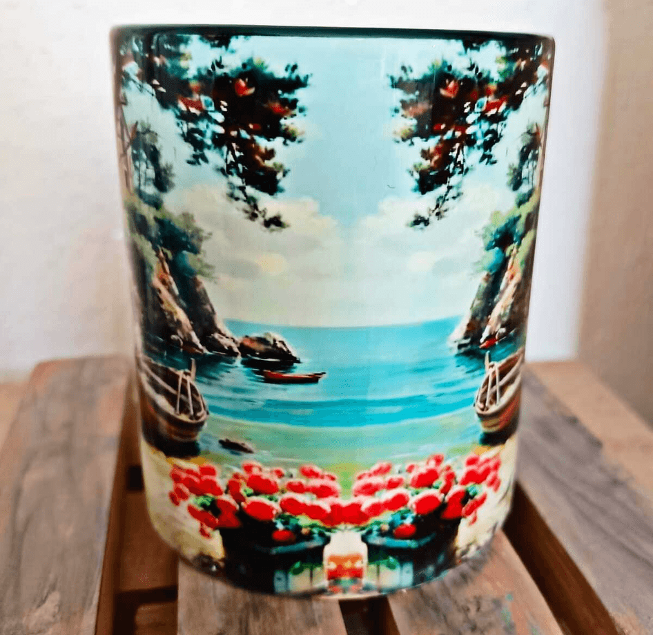 Balıkçı koyu vintage baskı büyük boy kupa