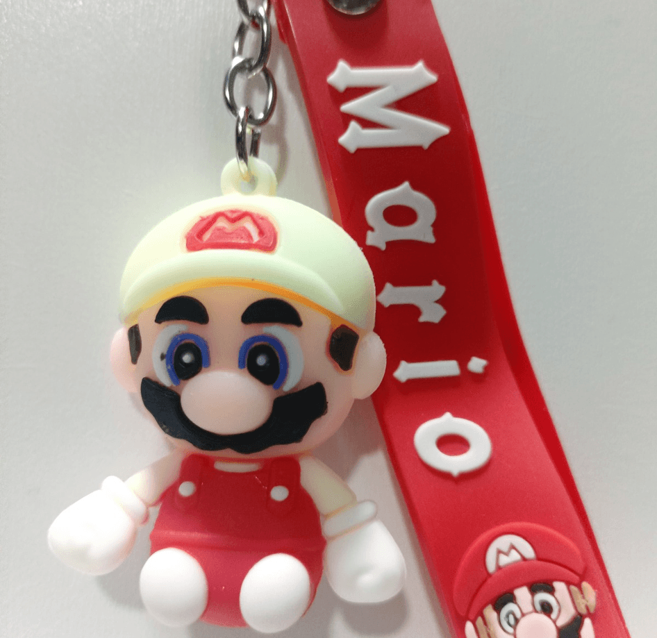 Süper mario kırmızı silikon lüks anahtarlık çanta aksesuar