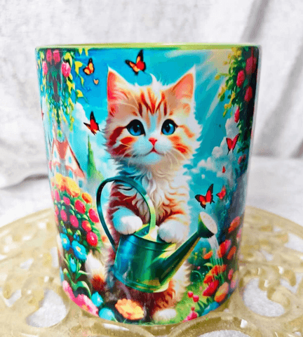 Sevimli kedi vintage baskı büyük boy kupa